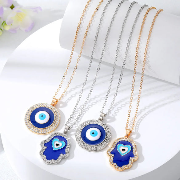 Ethnic Style Devil'S Eye  Alloy Inlay Rhinestones Unisex Pendant Necklace