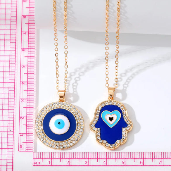 Ethnic Style Devil'S Eye  Alloy Inlay Rhinestones Unisex Pendant Necklace