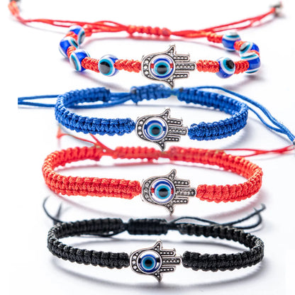 Ethnic Style Devil'S Eye Palm Cotton Thread Braid Unisex Bracelets