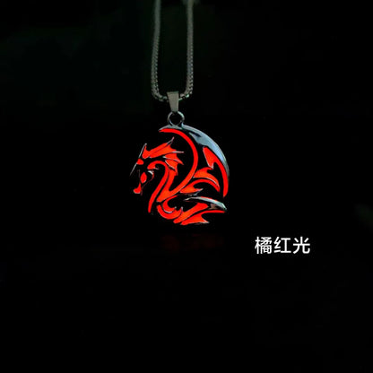 Ethnic Style Dragon Alloy Rope Luminous Plating Men'S Pendant Necklace