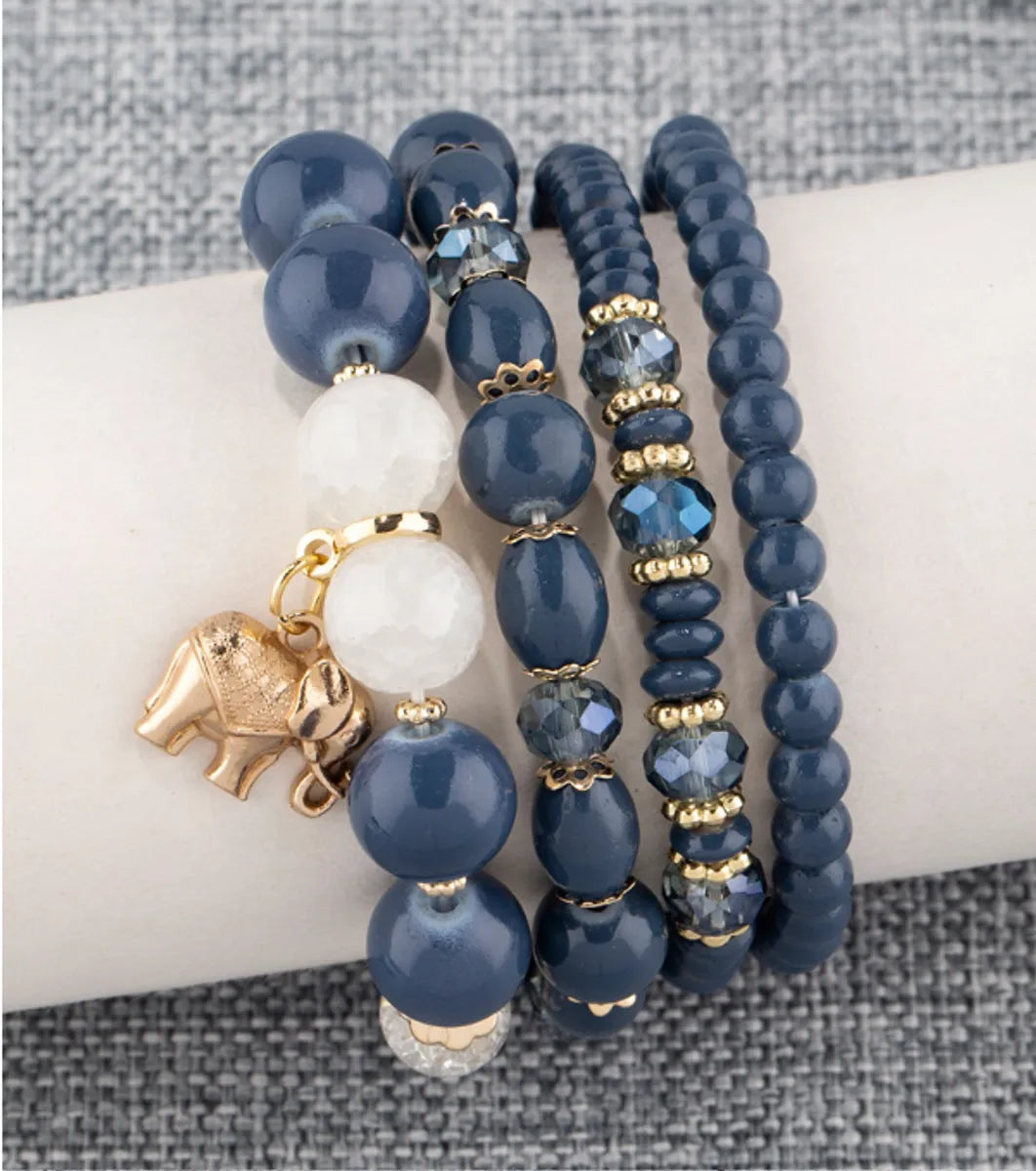 Ethnic Style Elephant Alloy Resin Beaded Women's Bracelets