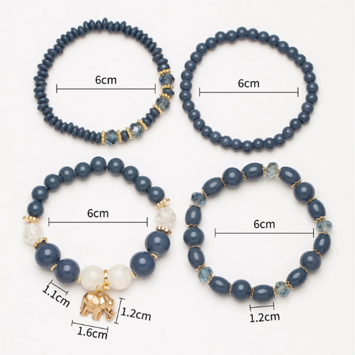 Ethnic Style Elephant Alloy Resin Beaded Women's Bracelets