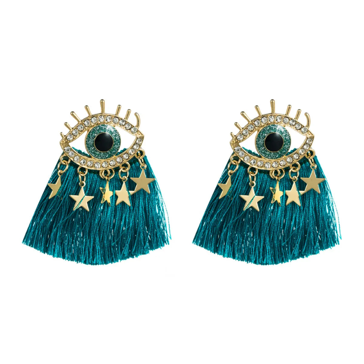 Ethnic Style Eye Alloy Tassel Rhinestones Women's Drop Earrings 1 Pair