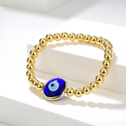 Ethnic Style Eye Copper Plating Inlay Glass 18k Gold Plated Bracelets