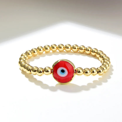 Ethnic Style Eye Copper Plating Inlay Glass 18k Gold Plated Bracelets