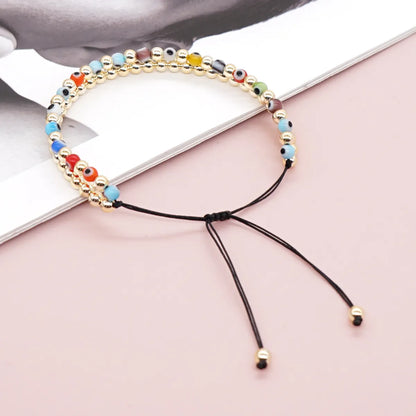 Ethnic Style Eye Glass Beaded Knitting Unisex Drawstring Bracelets