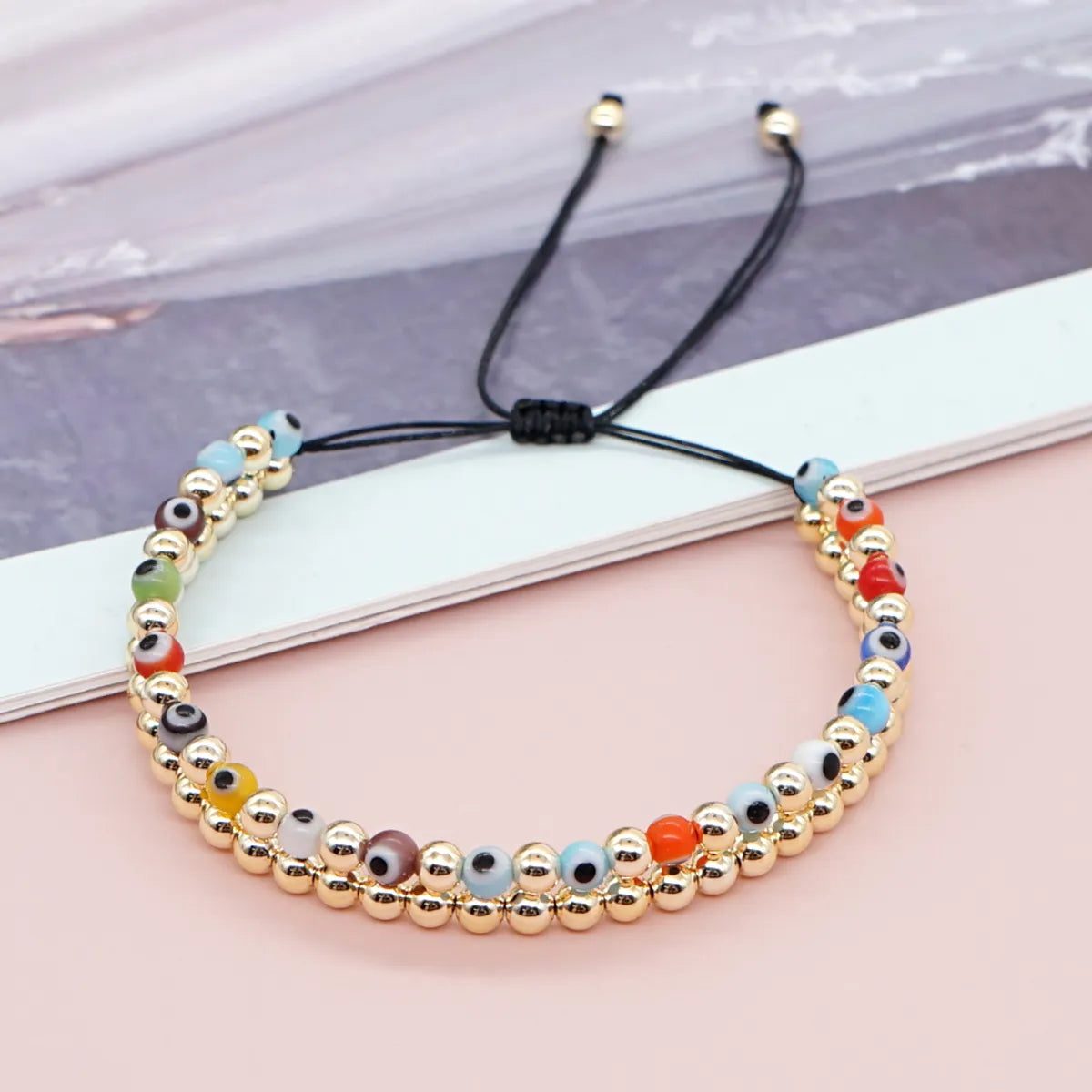 Ethnic Style Eye Glass Beaded Knitting Unisex Drawstring Bracelets