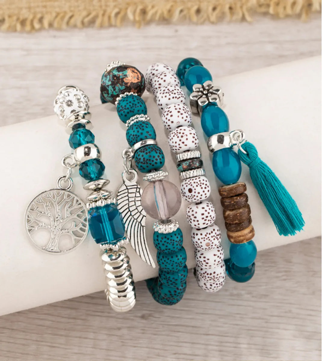 Ethnic Style Feather Alloy Wood Women's Bracelets