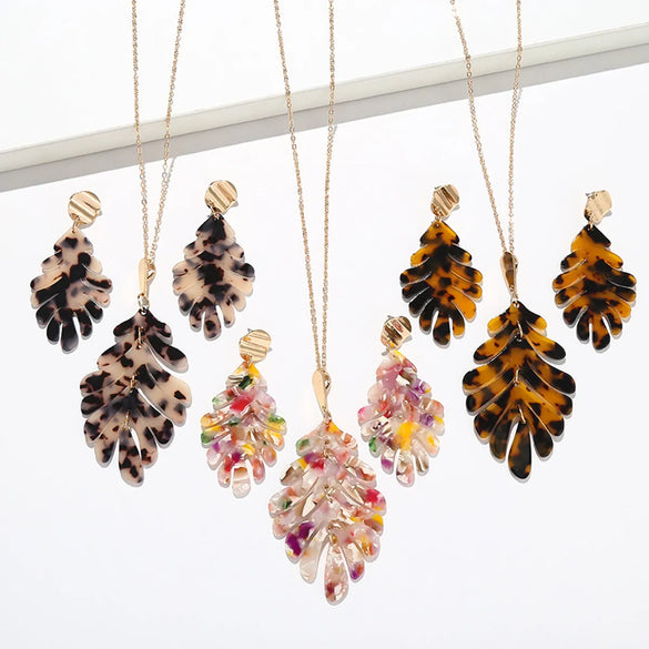 Ethnic Style Flower Alloy Acetic Acid Sheets Plating Women's Earrings Necklace 1 Set