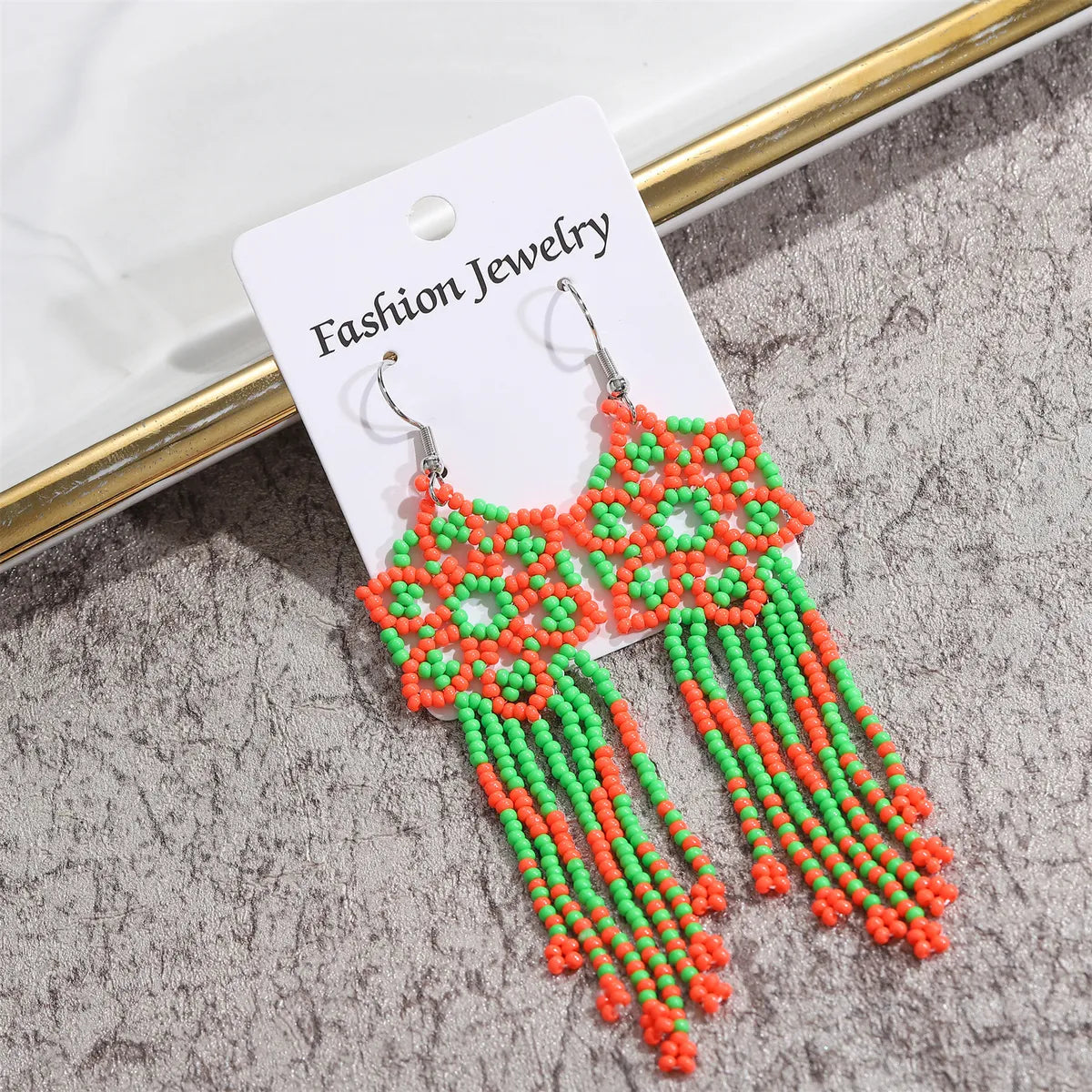 Ethnic Style Flower Alloy Seed Bead Patchwork Women's Drop Earrings