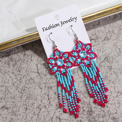 Ethnic Style Flower Alloy Seed Bead Patchwork Women's Drop Earrings