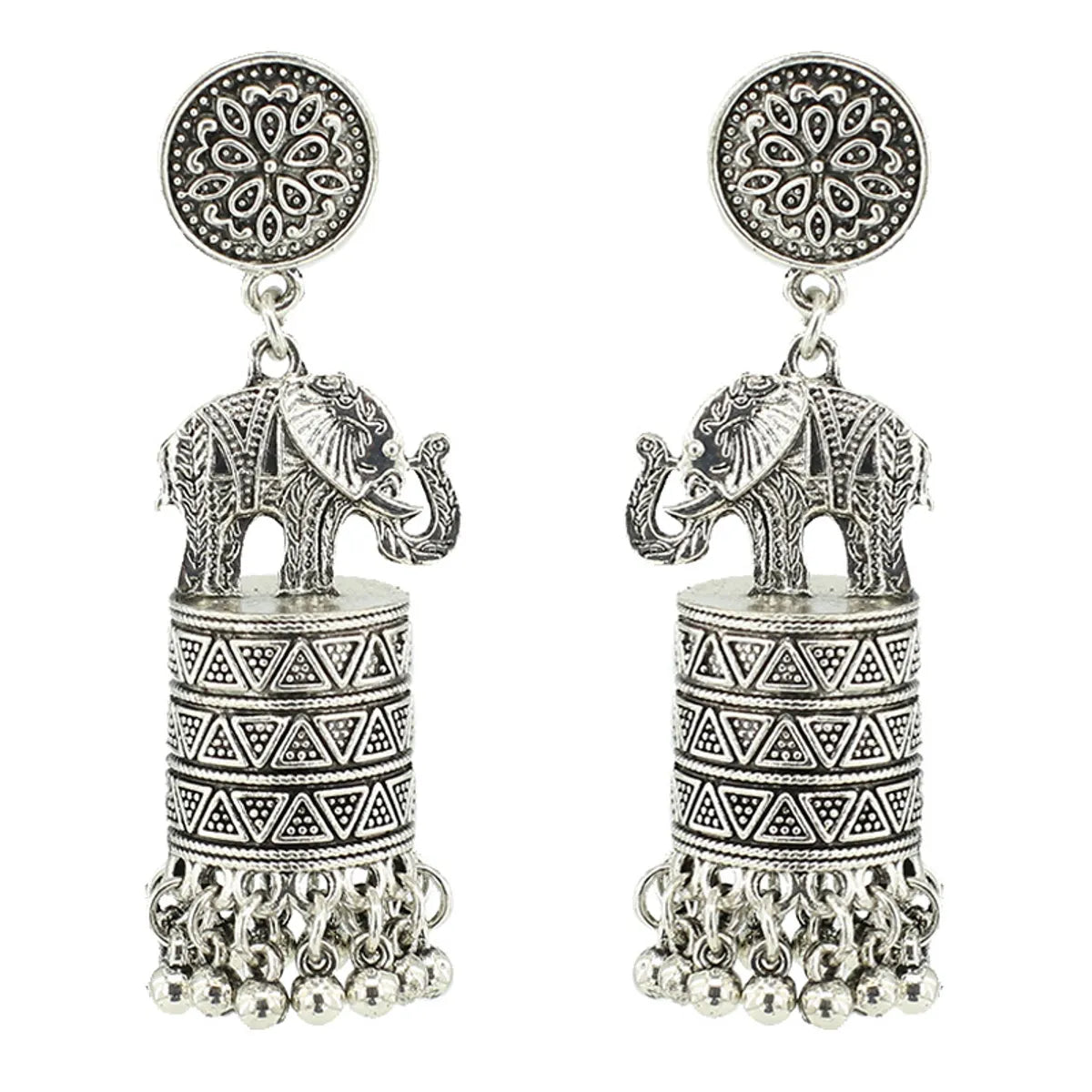 Ethnic Style Flower Elephant Alloy Tassel Plating Women'S Drop Earrings