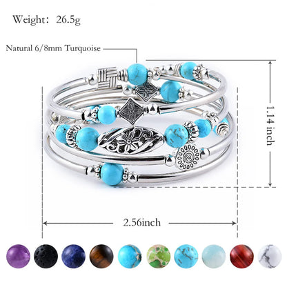 Ethnic Style Geometric Alloy Inlay Natural Stone Women's Bangle