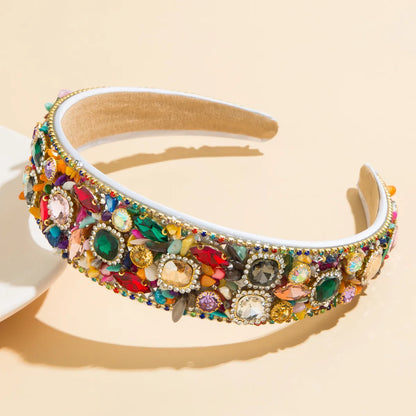 Ethnic Style Geometric Cloth Rhinestone Glass Hair Band