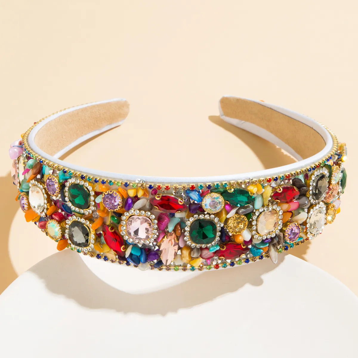 Ethnic Style Geometric Cloth Rhinestone Glass Hair Band