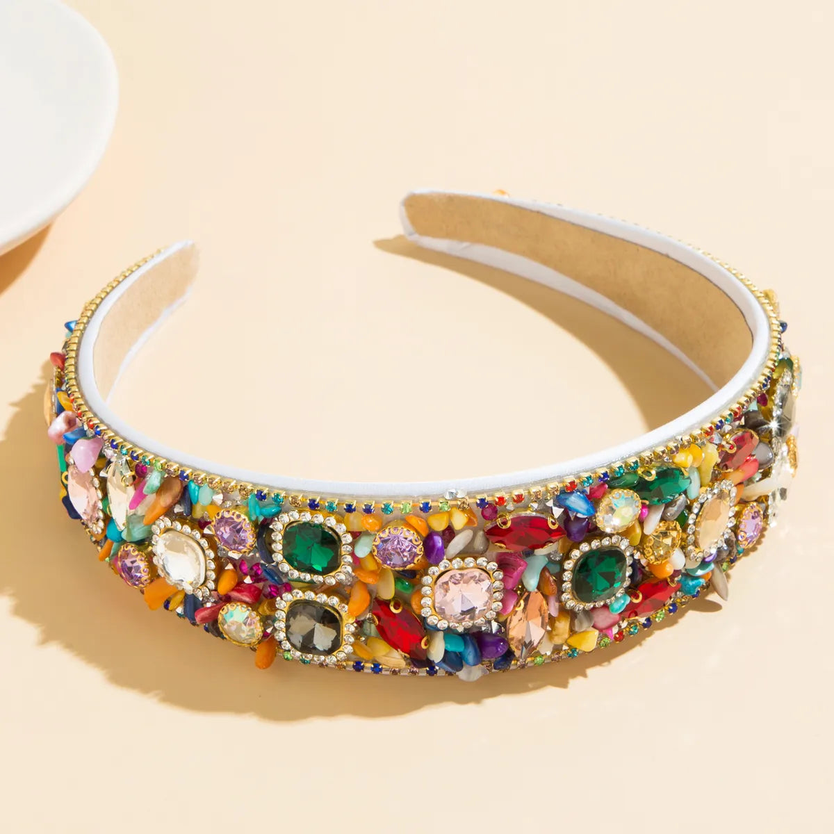 Ethnic Style Geometric Cloth Rhinestone Glass Hair Band