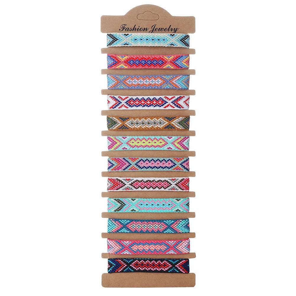 Ethnic Style Geometric Color Block Cotton Braid Women'S Bracelets