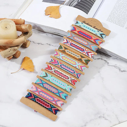 Ethnic Style Geometric Color Block Cotton Braid Women'S Bracelets