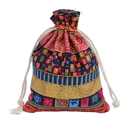 Ethnic Style Geometric Cotton Drawstring Jewelry Packaging Bags