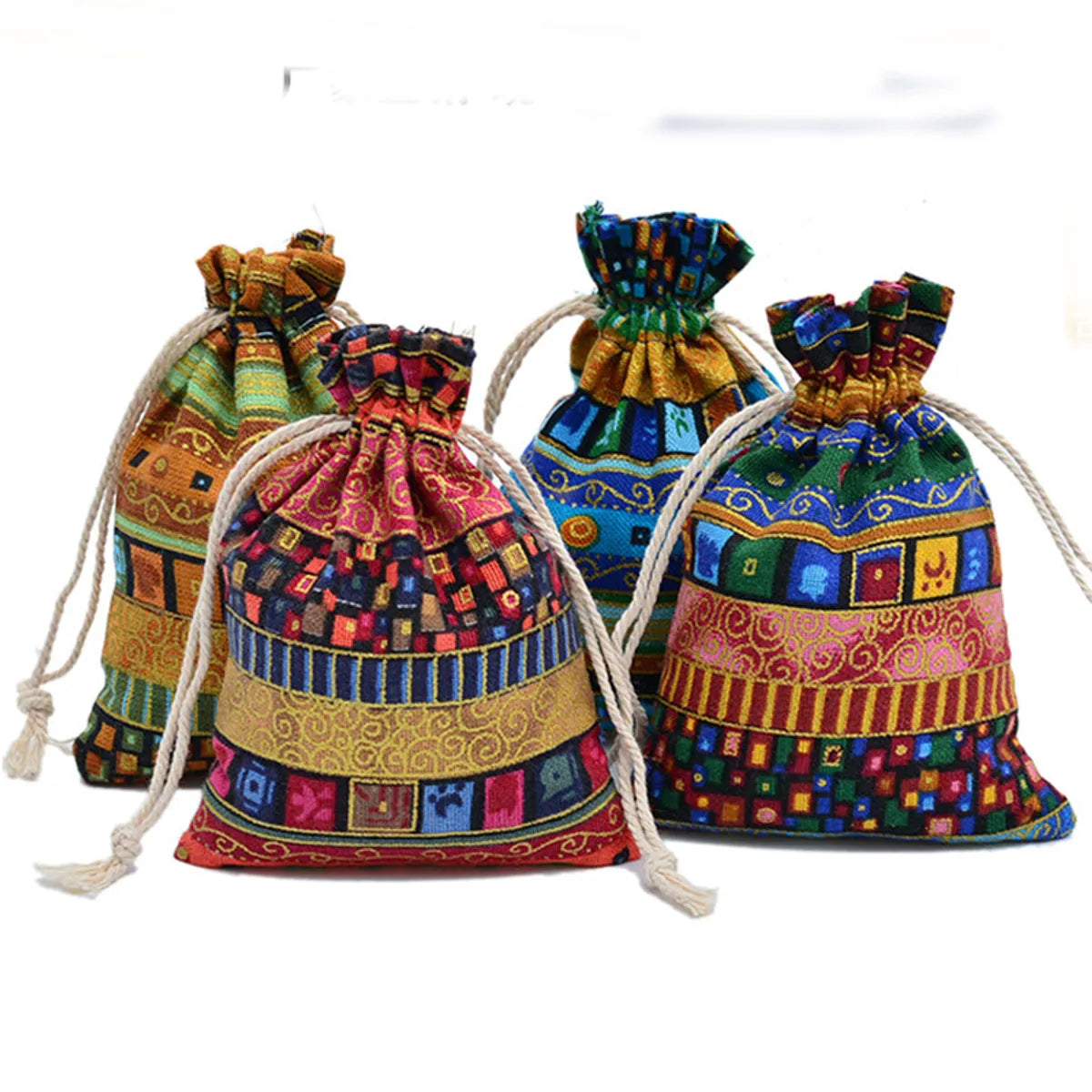 Ethnic Style Geometric Cotton Drawstring Jewelry Packaging Bags