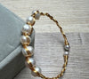 Ethnic Style Geometric Crystal Freshwater Pearl Copper Handmade Bangle