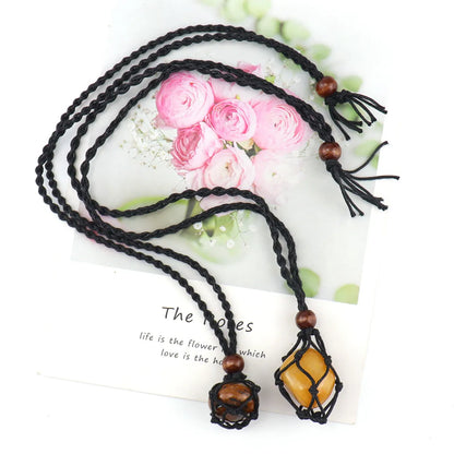 Ethnic Style Geometric Crystal Handmade Natural Stone Pendant Necklace 1 Piece