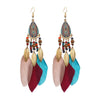 Ethnic Style Geometric Feather Tassel Plating Women'S Drop Earrings 1 Pair