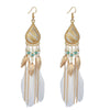 Ethnic Style Geometric Feather Tassel Plating Women'S Drop Earrings 1 Pair