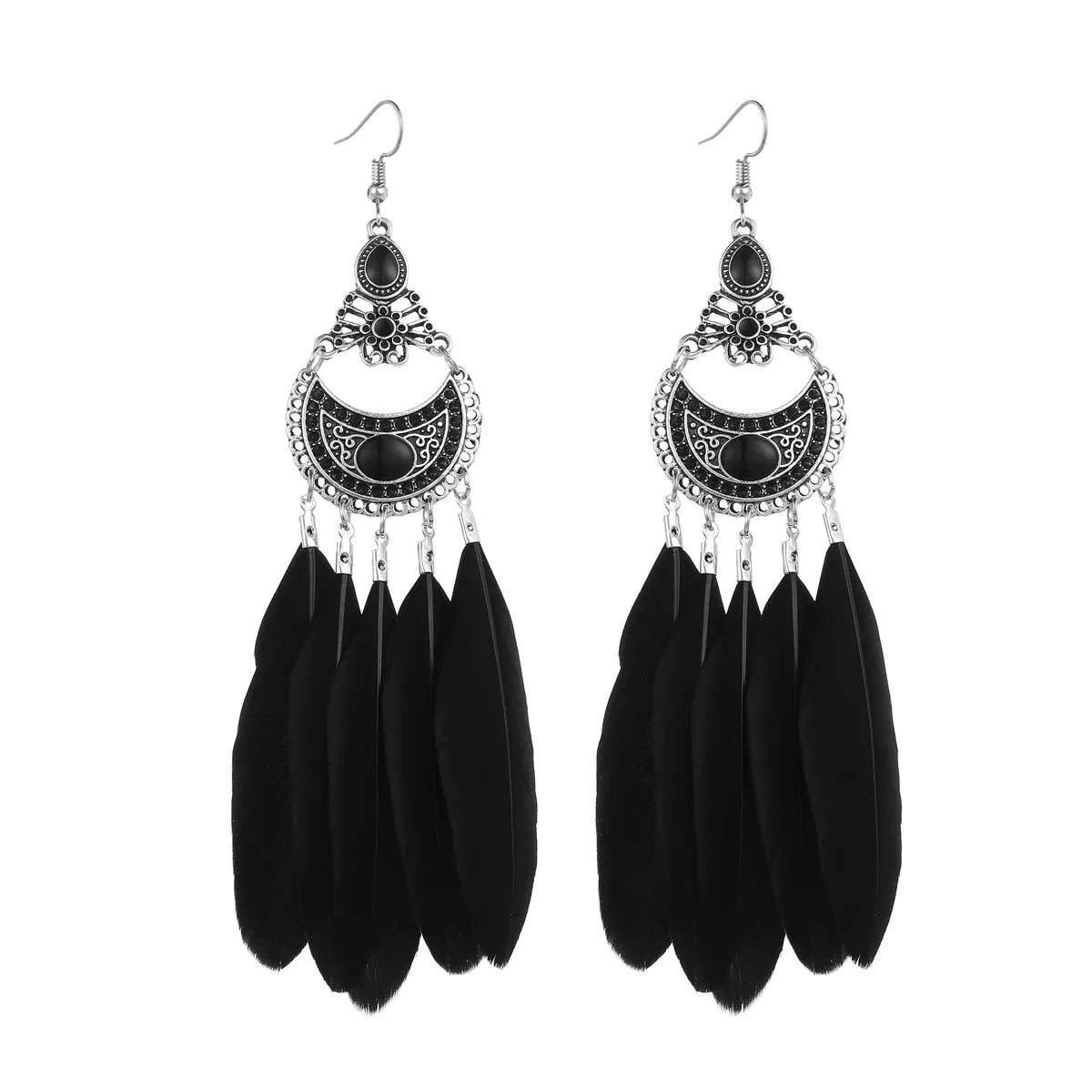 Ethnic Style Geometric Feather Tassel Plating Women'S Drop Earrings 1 Pair