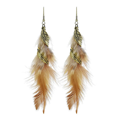 Ethnic Style Geometric Feather Women'S Drop Earrings 1 Pair