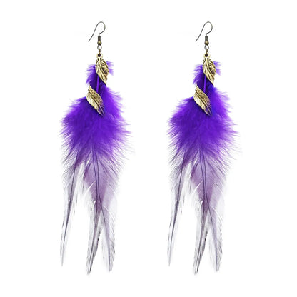 Ethnic Style Geometric Feather Women'S Drop Earrings 1 Pair