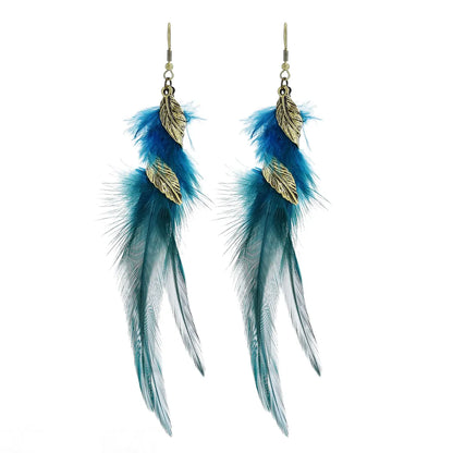 Ethnic Style Geometric Feather Women'S Drop Earrings 1 Pair