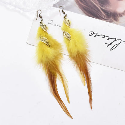 Ethnic Style Geometric Feather Women'S Drop Earrings 1 Pair