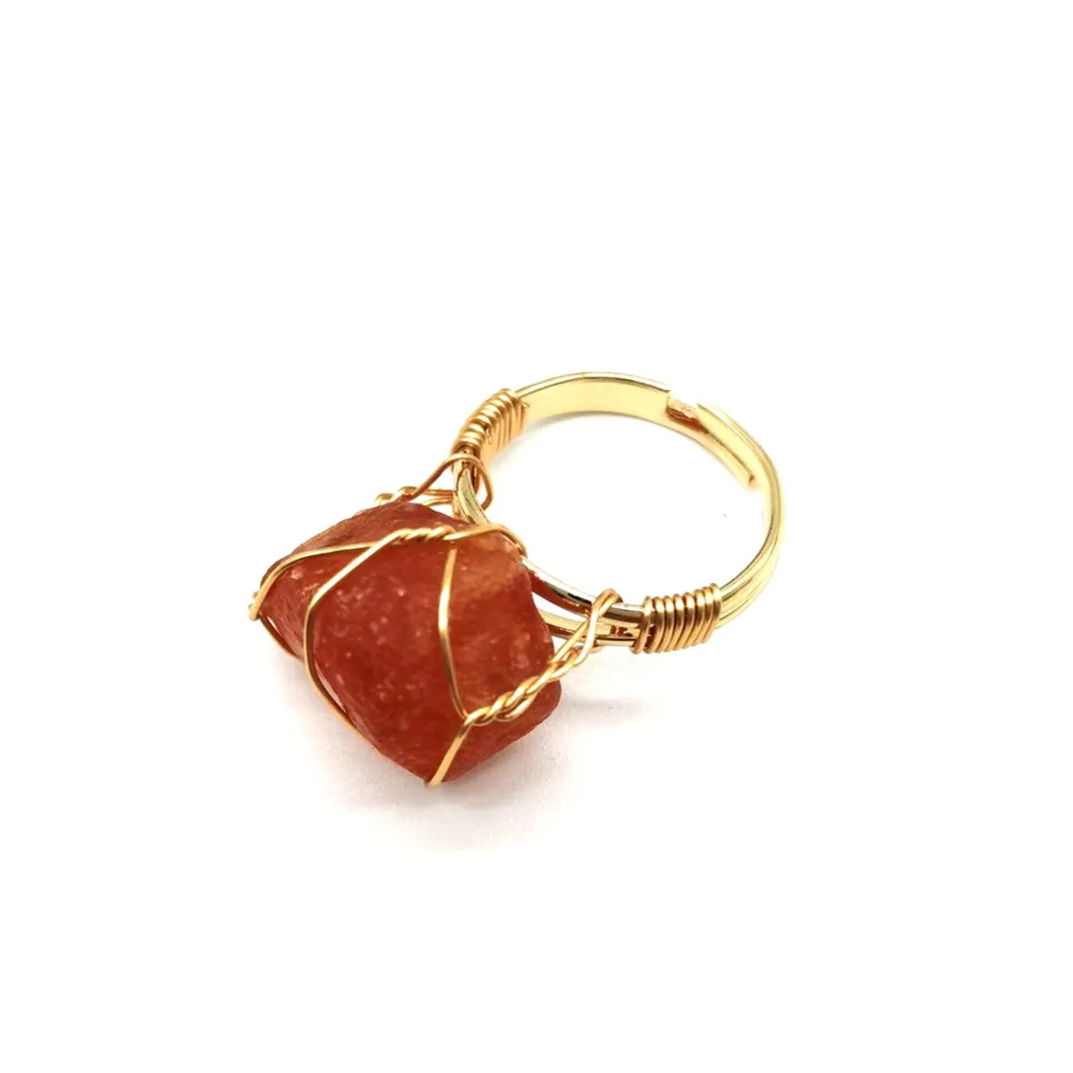 Ethnic Style Geometric Metal Plating Natural Stone Open Ring