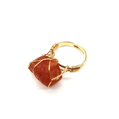 Ethnic Style Geometric Metal Plating Natural Stone Open Ring