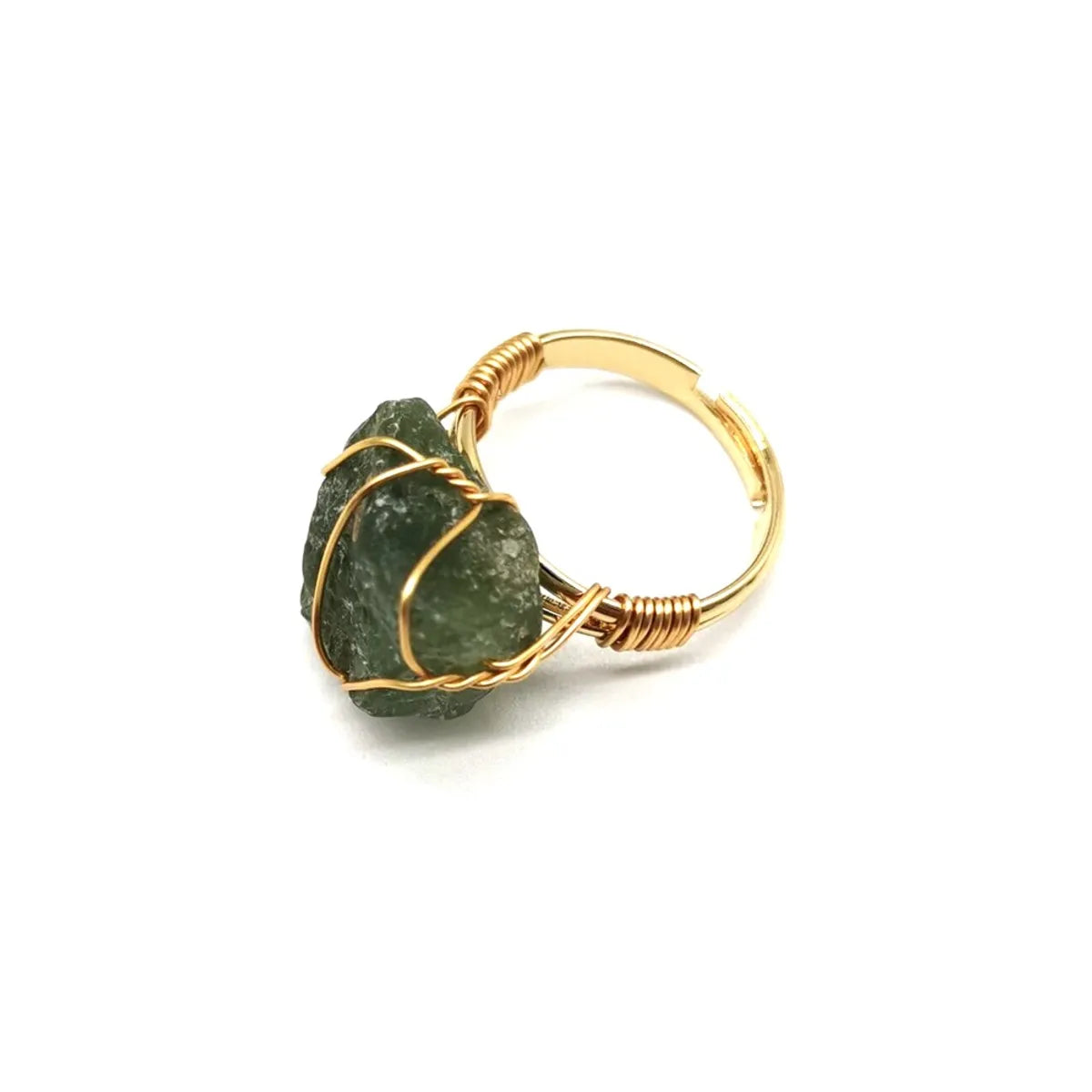 Ethnic Style Geometric Metal Plating Natural Stone Open Ring