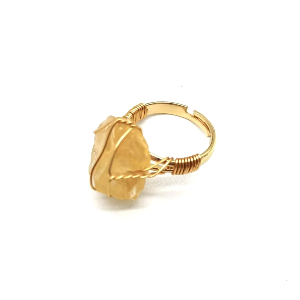 Ethnic Style Geometric Metal Plating Natural Stone Open Ring