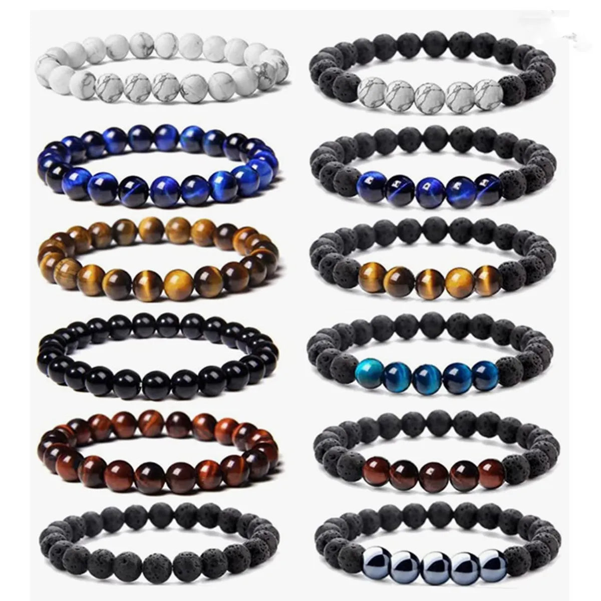 Ethnic Style Geometric Natural Stone Beaded Bracelets