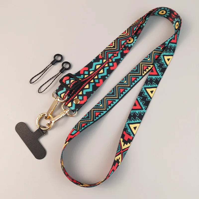 Ethnic Style Geometric Nylon Mobile Phone Lanyard