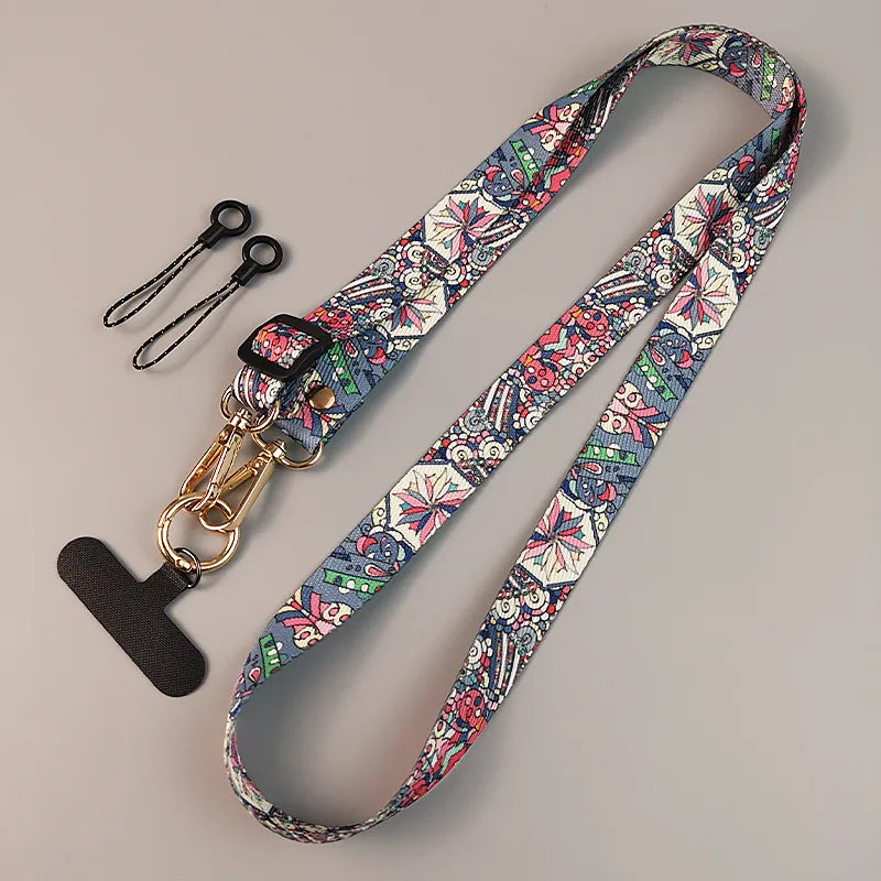 Ethnic Style Geometric Nylon Mobile Phone Lanyard