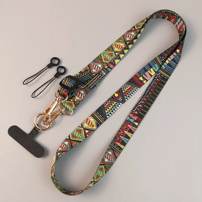 Ethnic Style Geometric Nylon Mobile Phone Lanyard