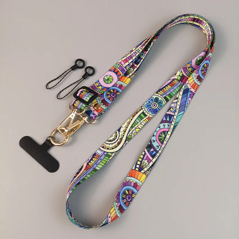 Ethnic Style Geometric Nylon Mobile Phone Lanyard