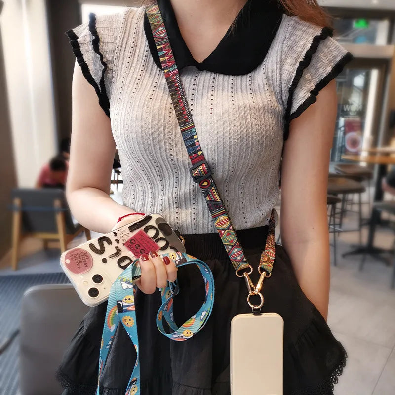 Ethnic Style Geometric Nylon Mobile Phone Lanyard