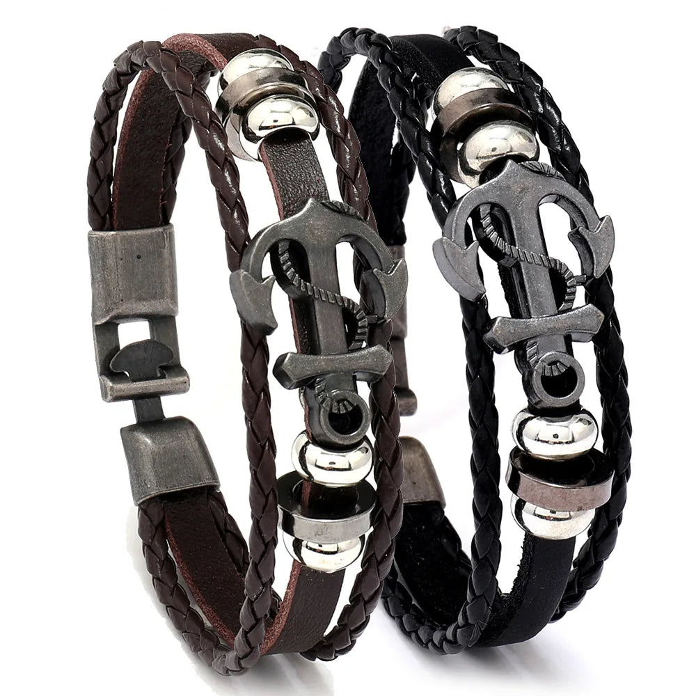 Ethnic Style Geometric Pu Leather Men'S Bracelets