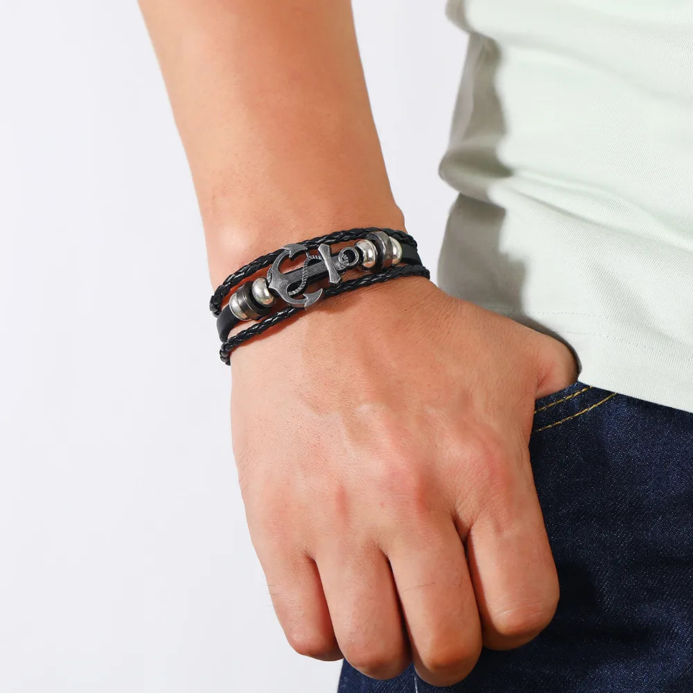 Ethnic Style Geometric Pu Leather Men'S Bracelets