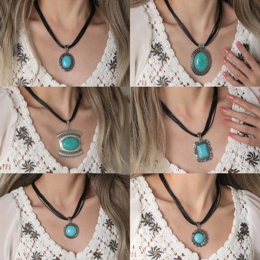 Ethnic Style Geometric Turquoise Alloy Turquoise Wholesale Pendant Necklace