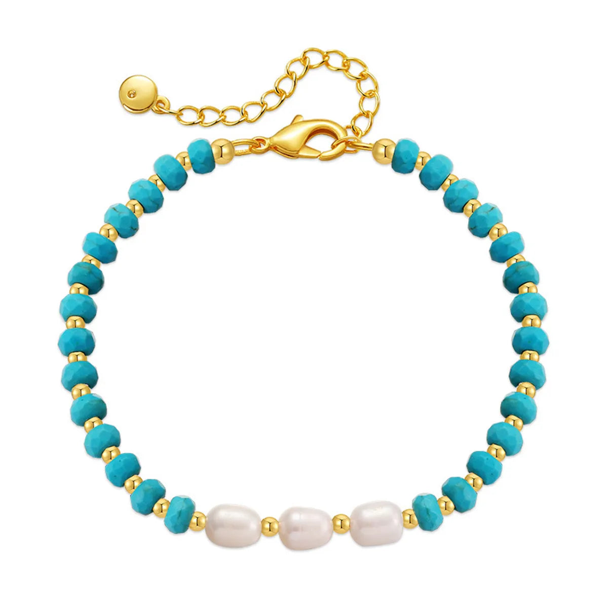 Ethnic Style Geometric Turquoise Freshwater Pearl Copper Beaded Bracelets