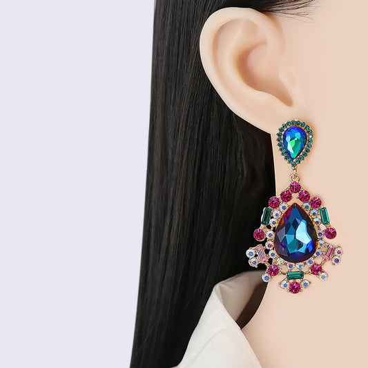 Ethnic Style Geometric Water Droplets Alloy Glass Women's Drop Earrings 1 Pair