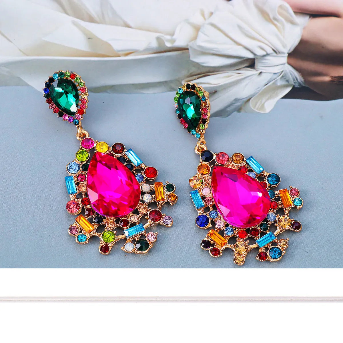 Ethnic Style Geometric Water Droplets Alloy Glass Women's Drop Earrings 1 Pair