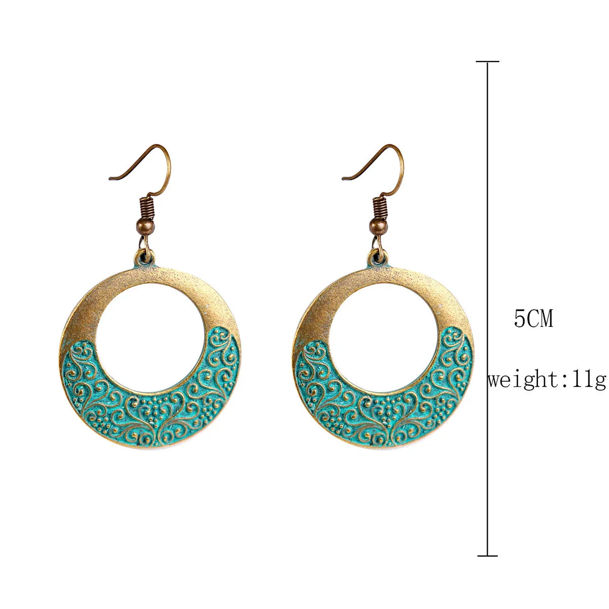 Ethnic Style Geometric Water Droplets Turquoise Metal Earrings Necklace